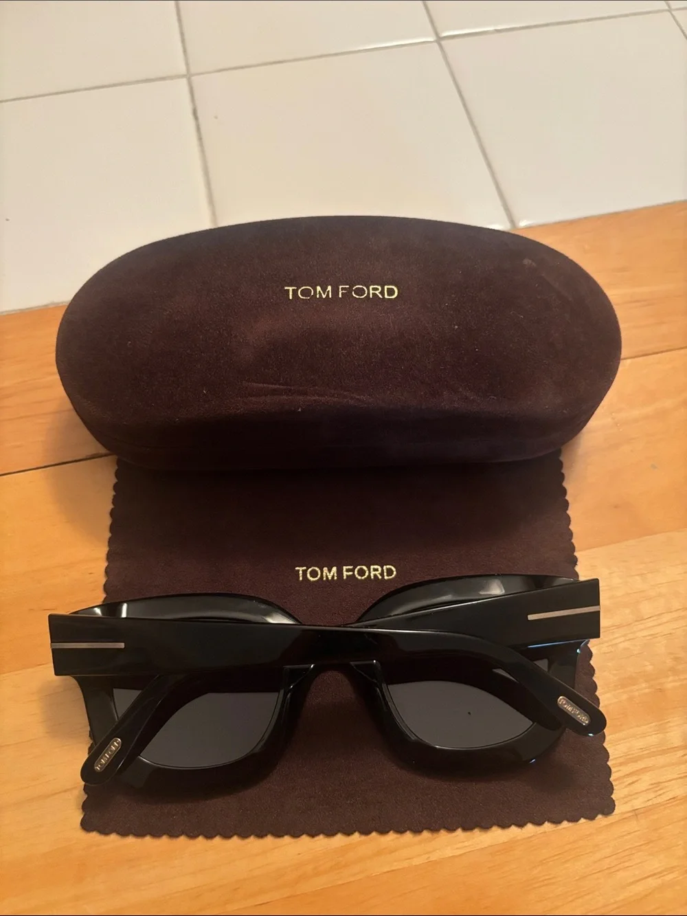 Tom Ford Black Sunglasses with Gold Accents
